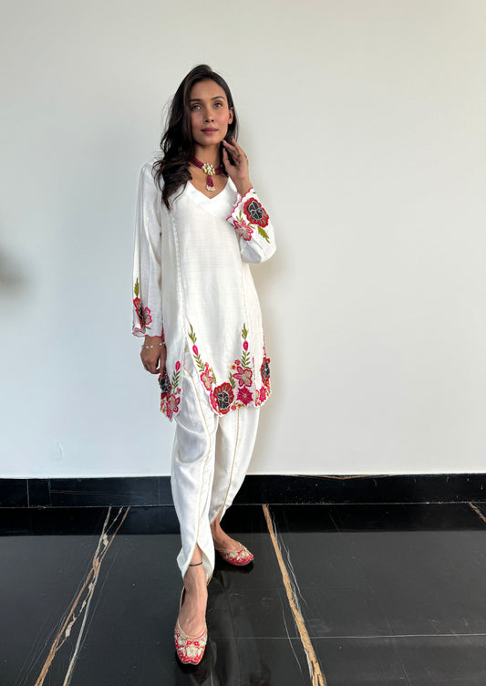 Hand Embroidered Co-ord set with Dhoti Pants