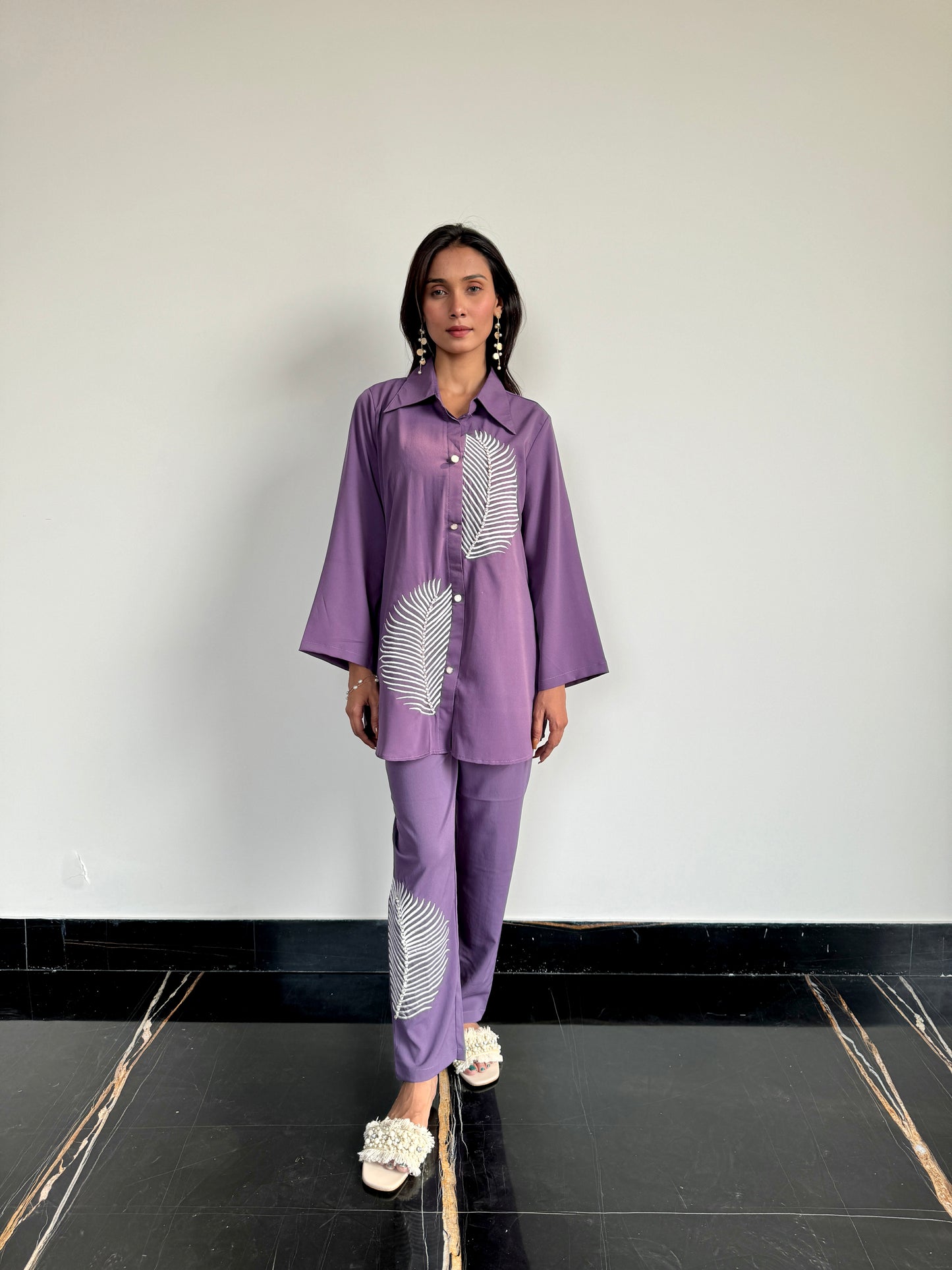 Purple Co-ord set with Leaf Detailing