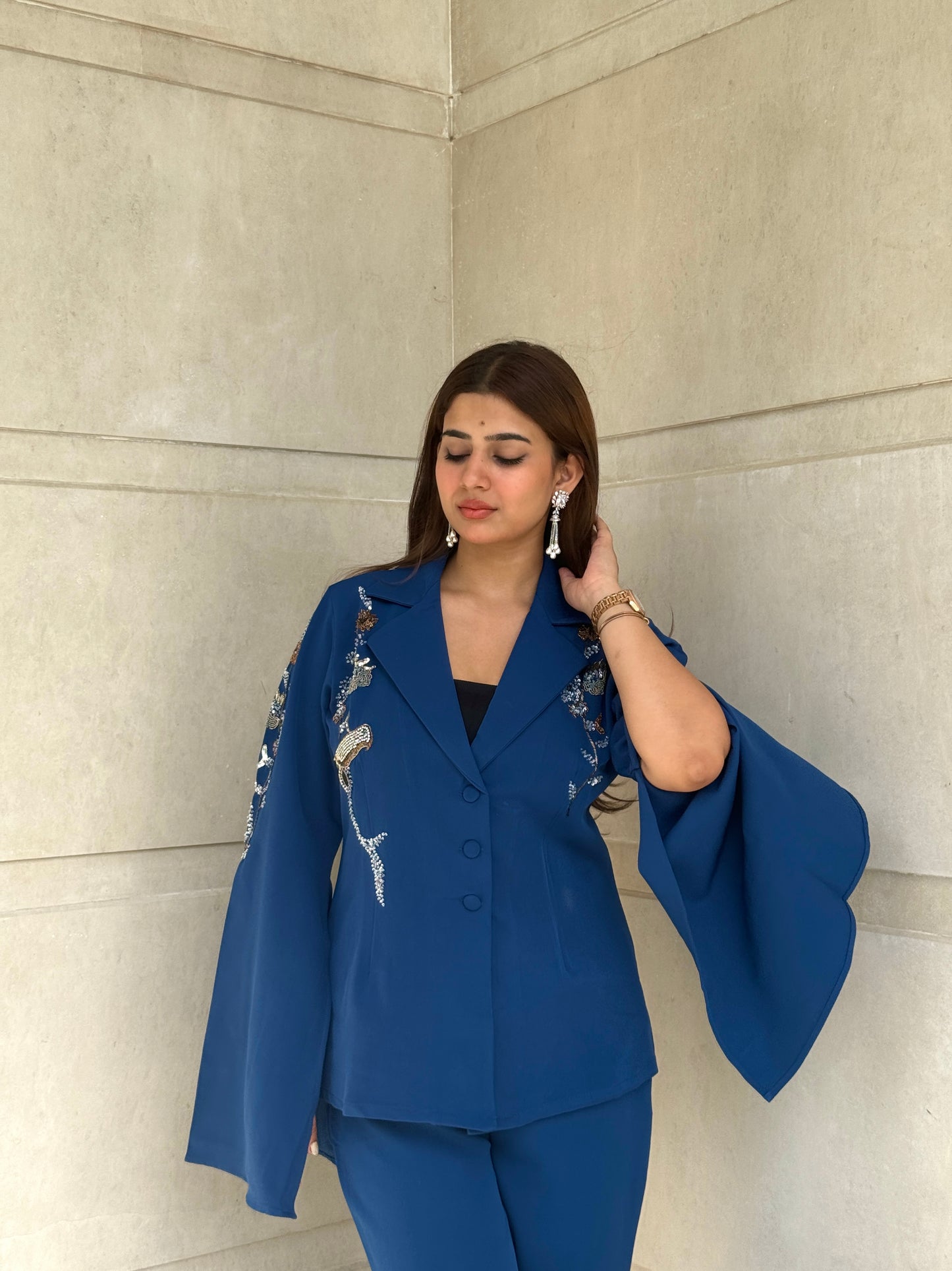 The Royal Blue Symphony Co-Ord set with Flared Sleeves